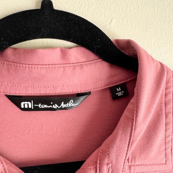 Travis Mathew Pink Red Striped Red River Polo - Medium - Picture 4 of 10